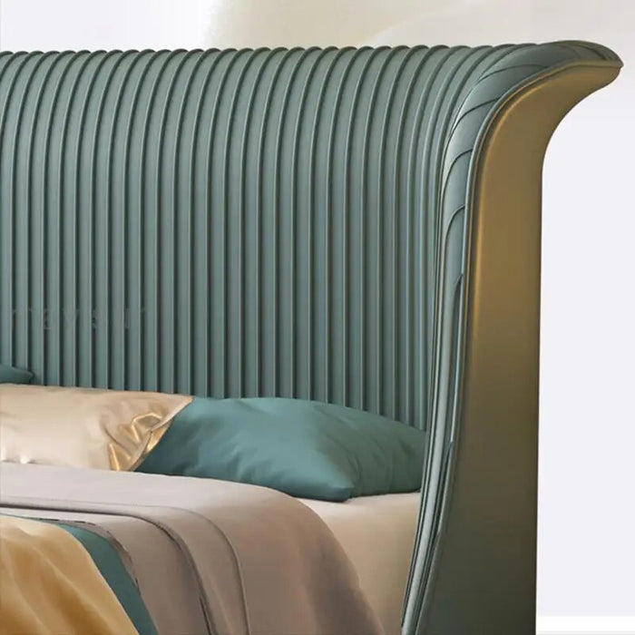 Italian Light Luxury Bedroom Frames No Chromatic Aberration Leather Solid Wood Ergonomic Design Beside Tables Double Bed