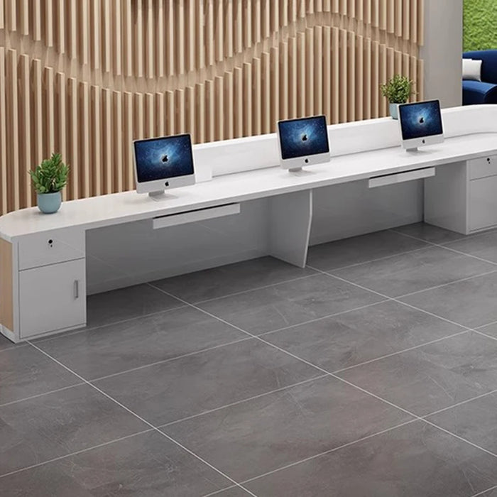 White Computer Reception Desk Luxury Console Executive Storage Reception Desk Desktop Scrivania Con Cassetti Modern Furniture