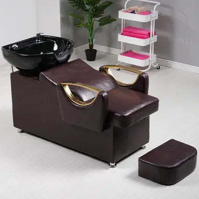 Lying Hot Sale Hair Salon Color Custom Comfortable Massage Furniture Shampoo Chair Washing Bed With Bowl