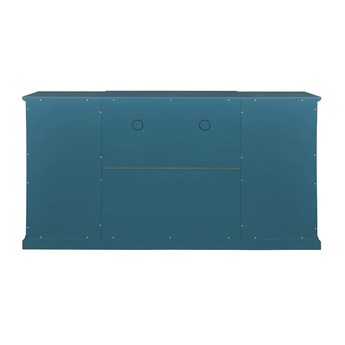 TV Stand, Storage Cabinet, Teal Blue