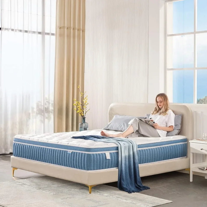 Hybrid Queen Mattress Support & Pressure Relief Mattresses 14 Inch in a Box Bed Medium Firm Feel Gel Memory Foam Freight Free
