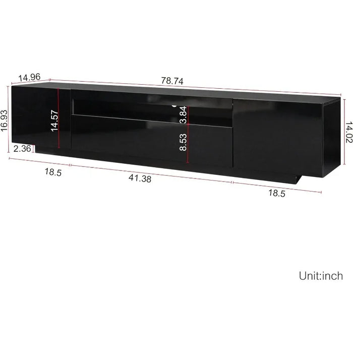 LED TV Stand for 70/75/80/85 Inch TV, Black TV Stand Entertainment Center with Storage and Open Shelf, TV Console Table