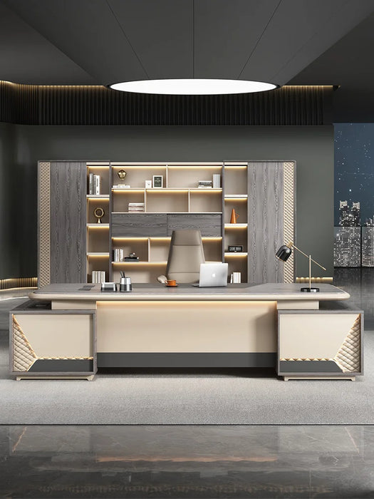 Simple office desk Modern baking varnish office desk chair combination Large shift office furniture
