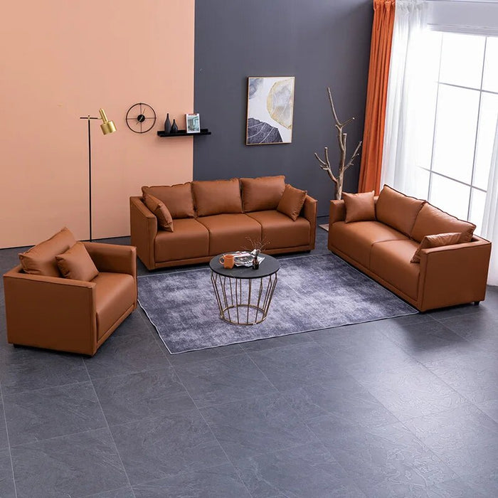 Modern Lazy Living Room Sofa Set Table Small Office Designer Leather Sofa Single Puff Relaxing Canape Salon Library Furniture