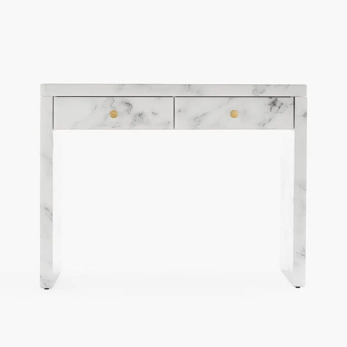 Modern Design Tempered Glass Marble Texture Vanity Table Dressing Table for Bedroom, Living Room