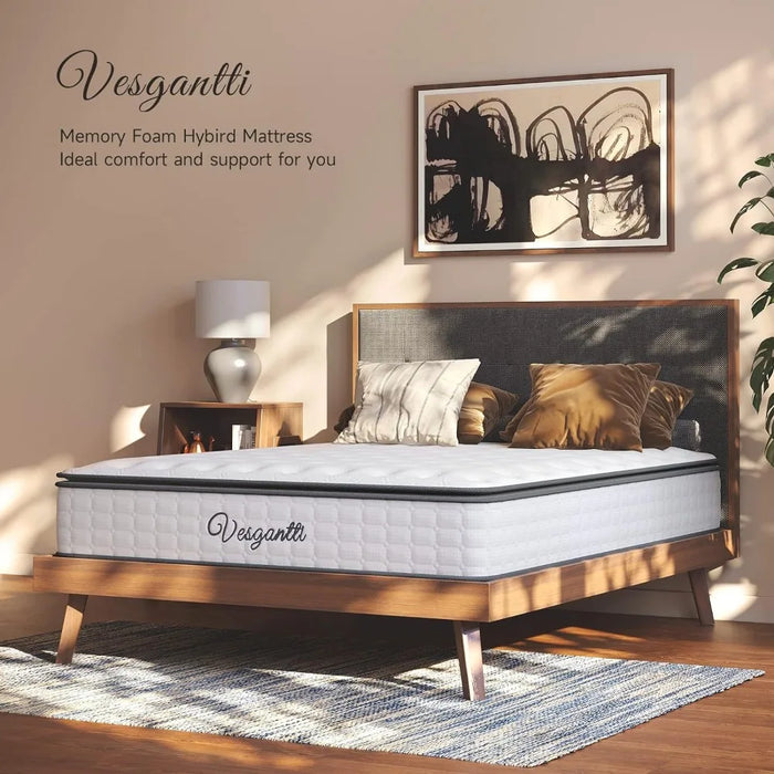 Queen Mattresses, 10 Inch Hybrid Queen Size Mattress in a Box, Pillow Top Queen Bed Mattress, Gel Memory Foam Pocket