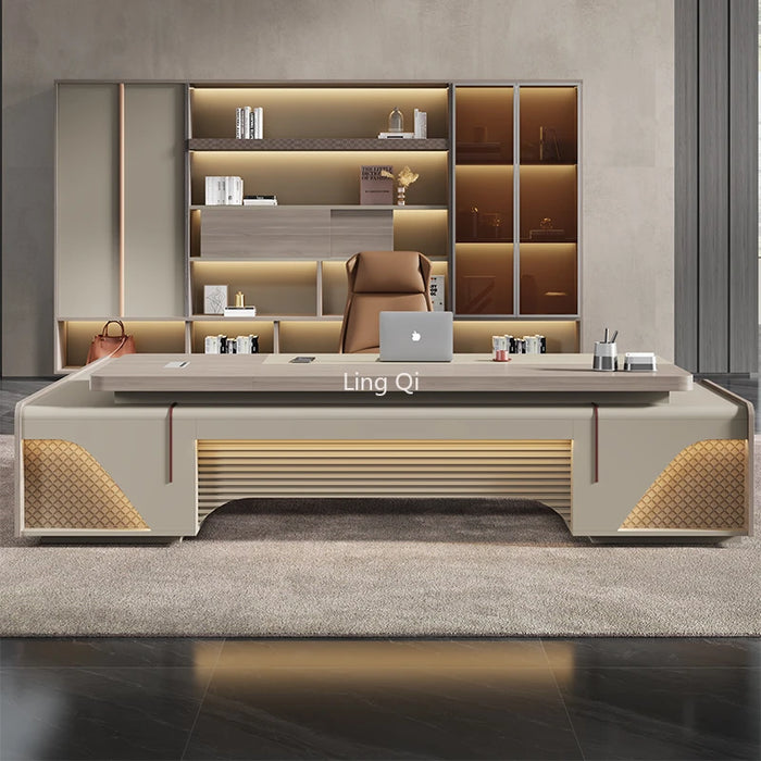 Luxury European Office Desk Reception Conference Boss L Shaped Computer Desks Executive Floor Mesa Escritorio Office Furniture