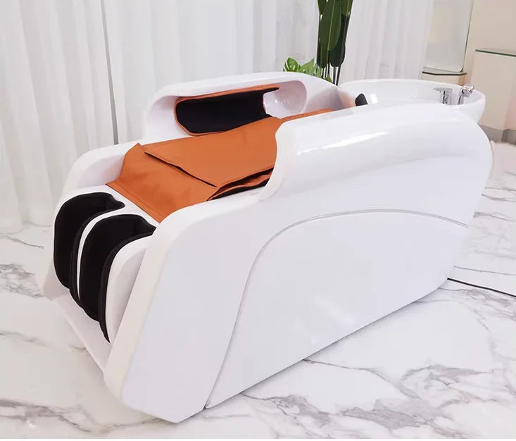 Smart massage ceramic basin shampoo bed Barbershop hair salon with fumigated water circulation head treatment hair care bed