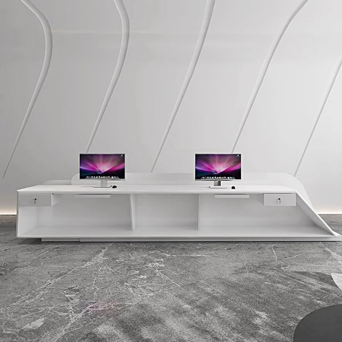Cashier Counter Reception Desks Lectern Front White Store Bar Reception Desks Luxury Modern Hotel Bureau Meuble Furniture WJ25XP