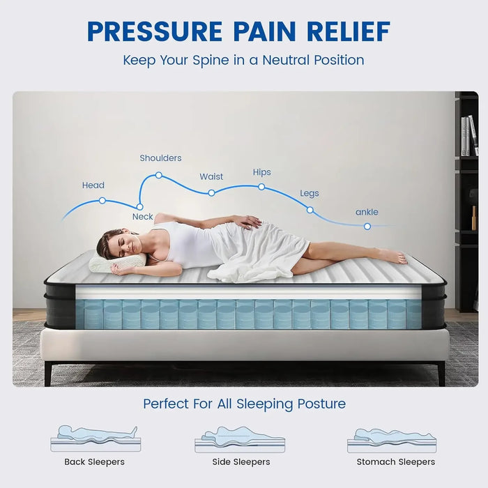 Full Mattress, 12 Inch Memory Foam Mattress Full Size  Hybrid Mattress in a Box with Individual Pocket Spring Pressure Relief