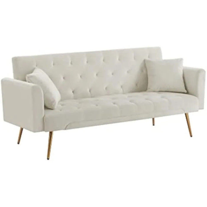 70" Button Tufted Accent Futon Sofa Bed Convertible Sleeper Couch Daybed,Upholstered Folding Recliner