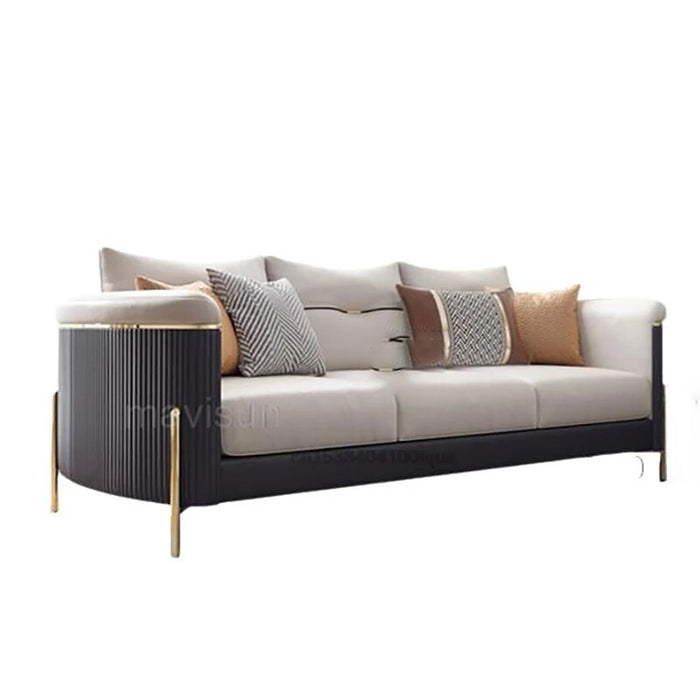 Modern Long Leather Living Room Sofa Set Modern Minimalist Lounge Sofa For Large Villa Luxury Household Indoor Home Furniture