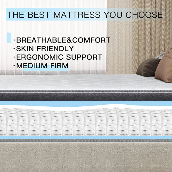 MICOOLS10” 12'' 14”Memory Foam Mattress High Density Foam Breathable Comfortabl Twin Full Queen King Spring Mattress In A Box