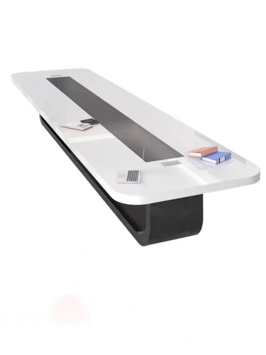 White paint high-level conference table, large negotiation table, office long table, simple modern training table