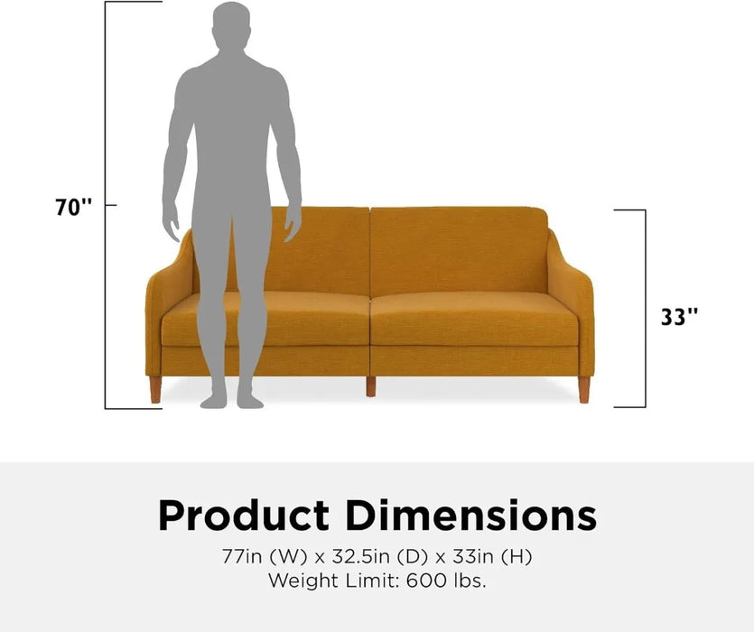 Jasper Coil, Multi-Position Design, Mustard Yellow Linen Futon, Twin