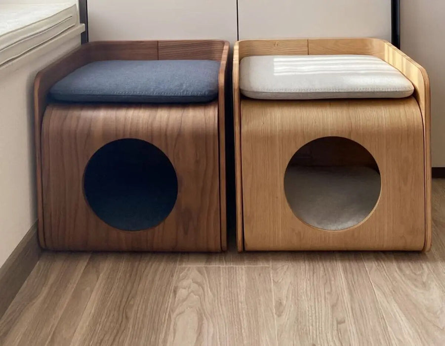 Creative Bedroom Nightstand Human Cat Sharing Side Table Cattery Stool Furniture Advanced Wooden Luxury Home Cat House Assembly