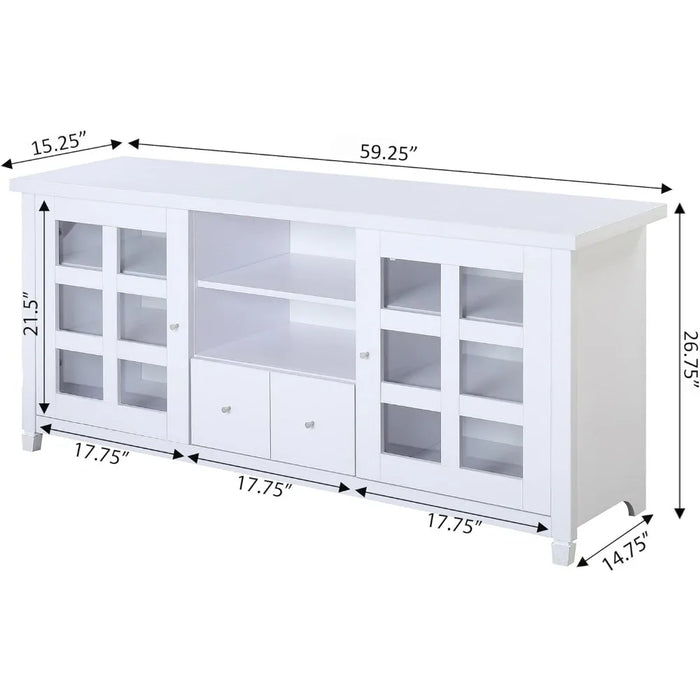 Convenience Concepts Newport Park Lane 1 Drawer TV Stand with Storage Cabinets and Shelves for TVs up to 65 Inches, Espresso