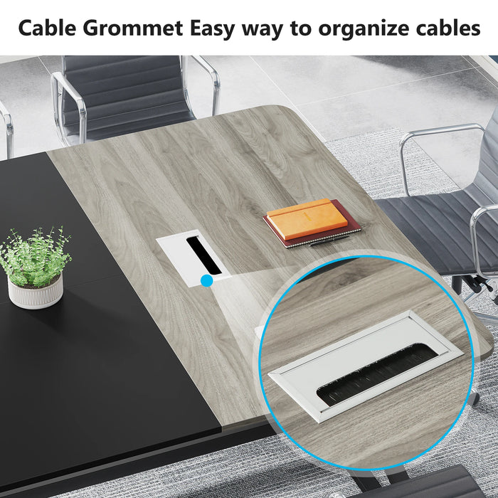 Tribesigns 8FT Conference Table, Rectangular Meeting Room Tables with Cable Grommet, 94.48L x 47.24W x 29.52H Inch