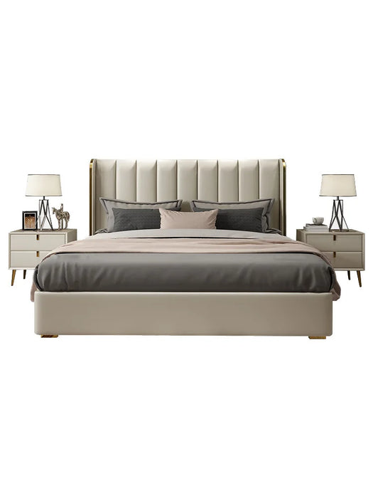 Bedroom furniture Italian light luxury leather bed modern simple master bedroom queen bed