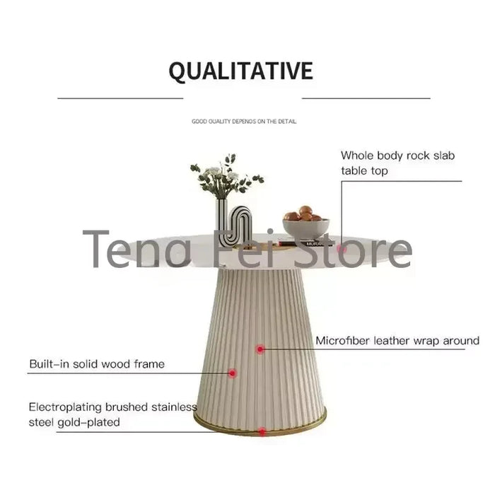 High Grade Rock Slab Round Dining Table Household Chair Luxury Combination Minimalist Apartment Table A Manger Furniture WK