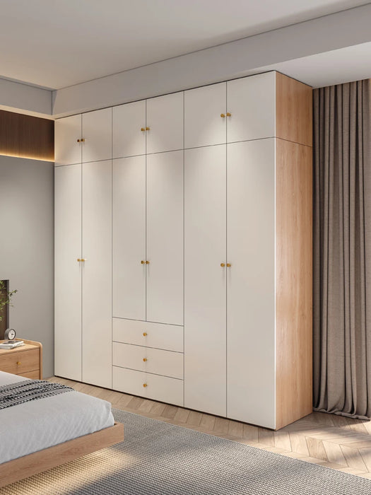 Log wardrobe home bedroom Nordic modern door combination Japanese small household storage cabinet