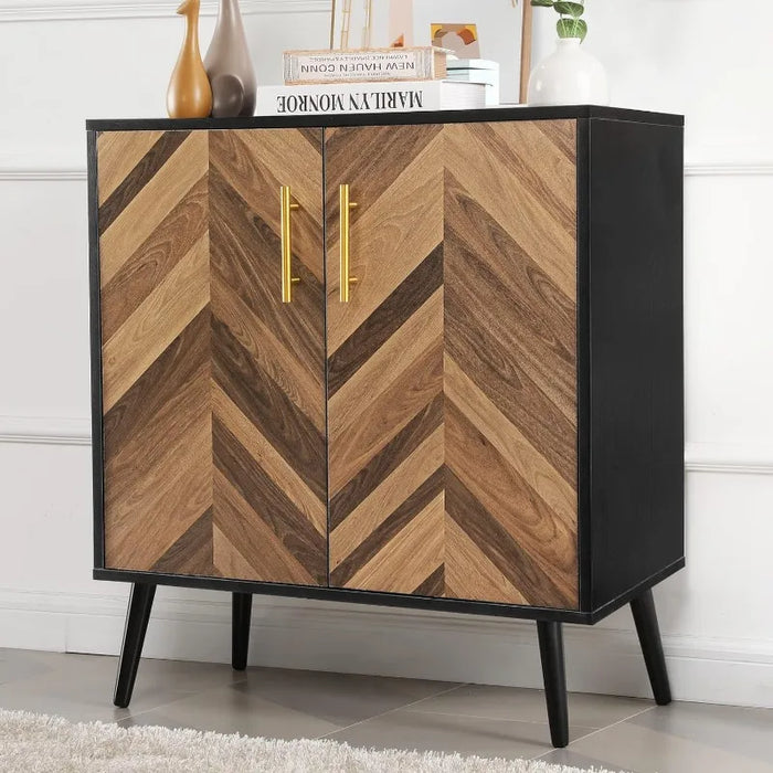 Modern Sideboard Buffet Cabinet with Storage, Black Credenza Accent Cabinet with Adjustable Shelves for Living Room, Office
