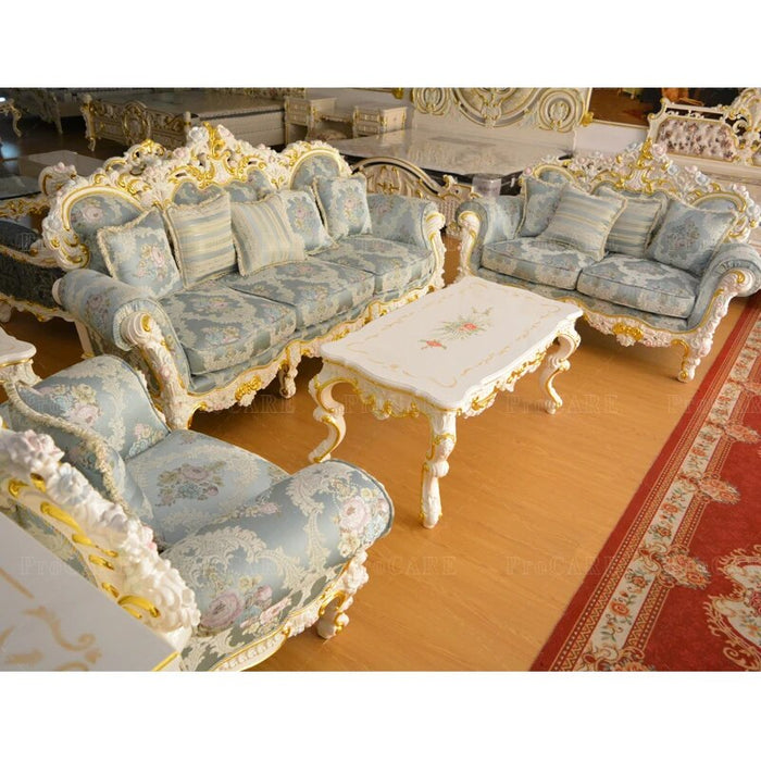 European solid wood sofa French luxury villa living room Custom high-end fabric sofa set