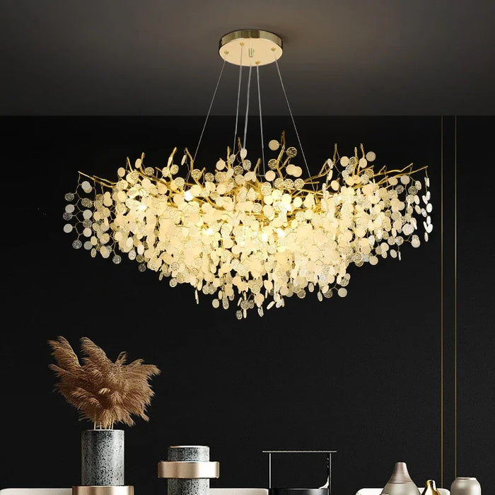 Branch-shaped American luxury crystal ceiling chandelier modern glossy living room indoor bedroom hall tree-shaped chandelier