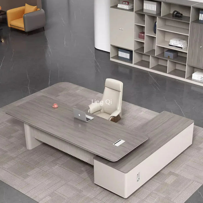 High Quality Light Luxury Office Desk Filing Cabinets Set Designer Luxury Computer Desks European Boss Bureau Office Furniture