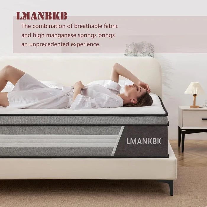 Queen Mattress, 14 Inch Hybrid Mattress in a Box with Gel Memory Foam, Individually Wrapped Encased Coil Pocket Spring Mattress