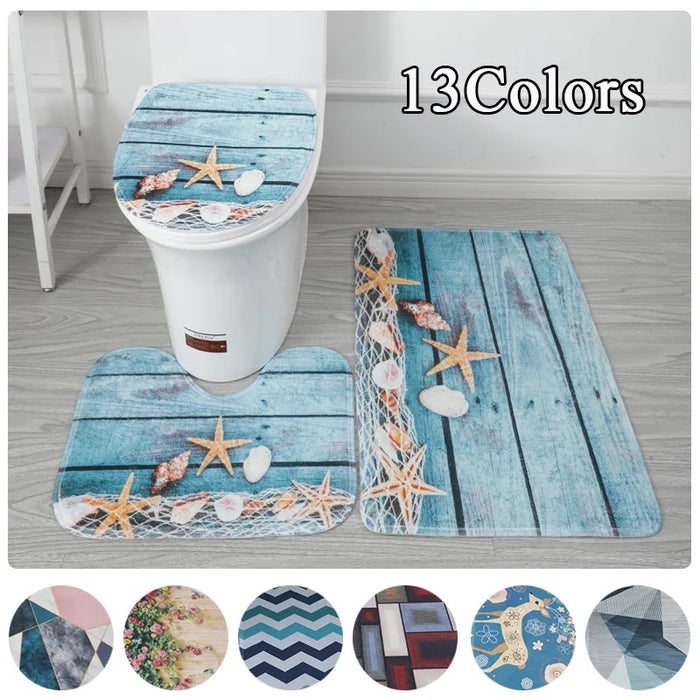 3 Pcs 15 Styles Bath Mat Set Bathroom Carpet Rug Toilet Mat Anti Slip Absorbent Marble Decoration Door Foot Pad Memory Foam New