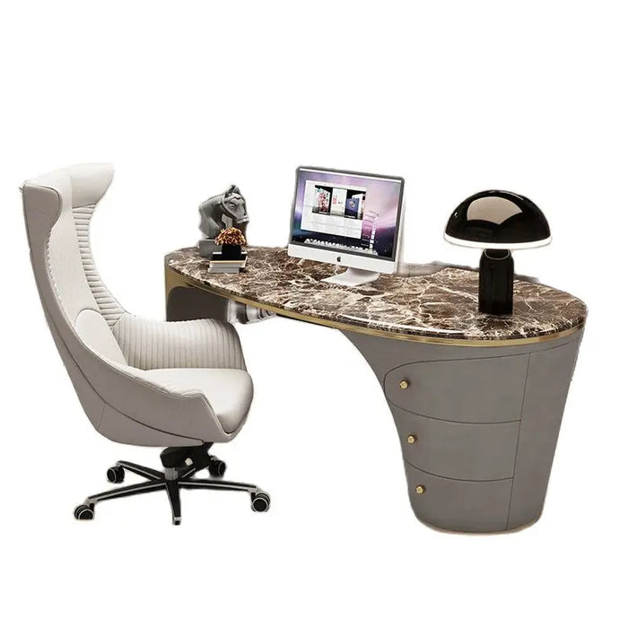 Italian light luxury desk Modern simple bedroom High end storage cabinet Home study Rock plate computer desk