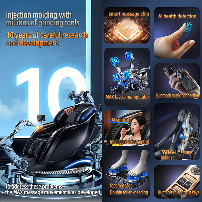 3 Year Warranty UKLife 3D Zero Gravity Airbag Full Body Massager Chairs Home 4D Heat AI voice Office Chair Massage Sofa Recliner