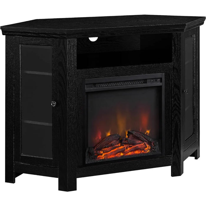 TV cabinet, classic glass door fireplace corner TV bracket, suitable for 55 inch black TV cabinet