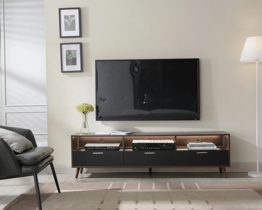 LED TV Stand Entertainment Center with Storage Modern Media Console Tables TV Cabinet for Living Room Bedroom and Office Walnut
