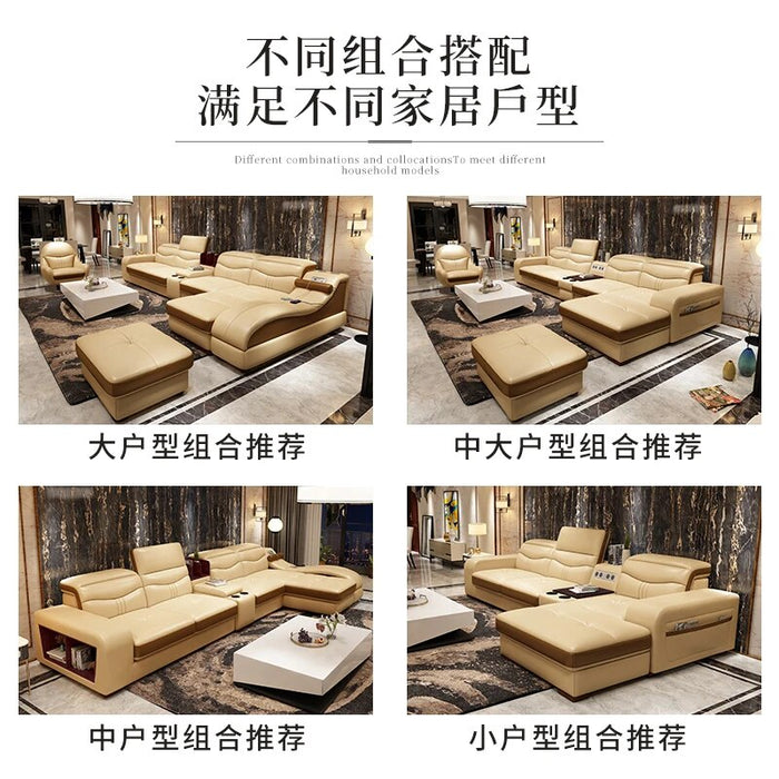 High Quality Simple Italian Leather Sofa Living Room Italian Lightweight Luxury Smart Sofa Luxury Living Room Furniture Sets