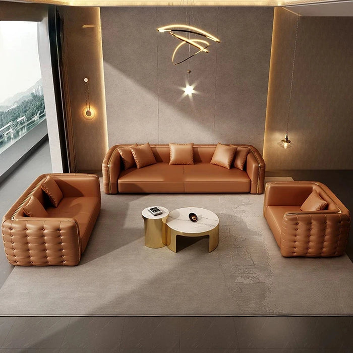 Luxury Villa Living Room Sofas Eather Top Layer Nordic Japanese Cowhide Modern Minimalist Divani Da Soggiorno Salon Furniture