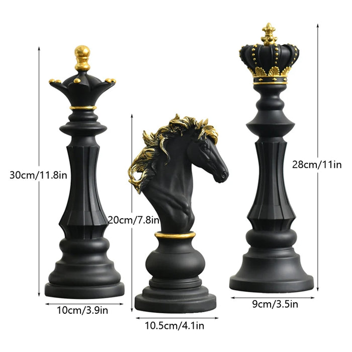 3 Pcs/Set Resin International Chess Figurine Modern Interior Decor Office Living Room Home Decoration Accessories