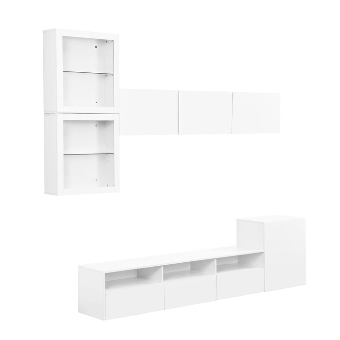 Ample Storage Space TV Stand for TVs Up to 75" , Entertainment Center with Wall Mounted Floating Storage Cabinets