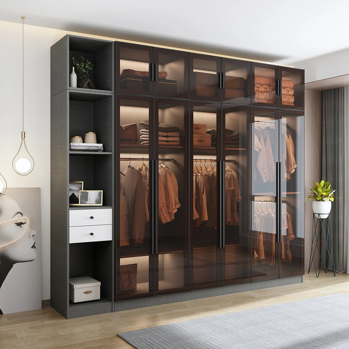 Luxury wardrobe, hotel, household bedroom, glass door, simple modern corner, cloakroom, cabinet combination, coat cabinet, insta