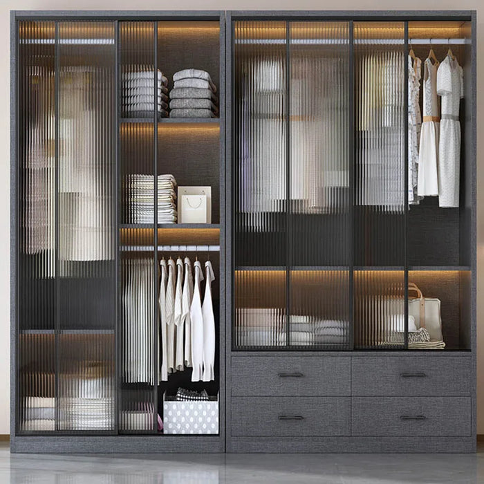 Luxury Organizer Wardrobes Living Room Mobile Free Shipping Display Cabinets Mirror Clothing Rack Closets Abiertos Furnitures