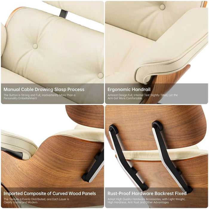 Lounge Home Leather Living Room Chair Creative Nordic Lounge Sofa Chair Seat with Stool Chair Living Room Furniture