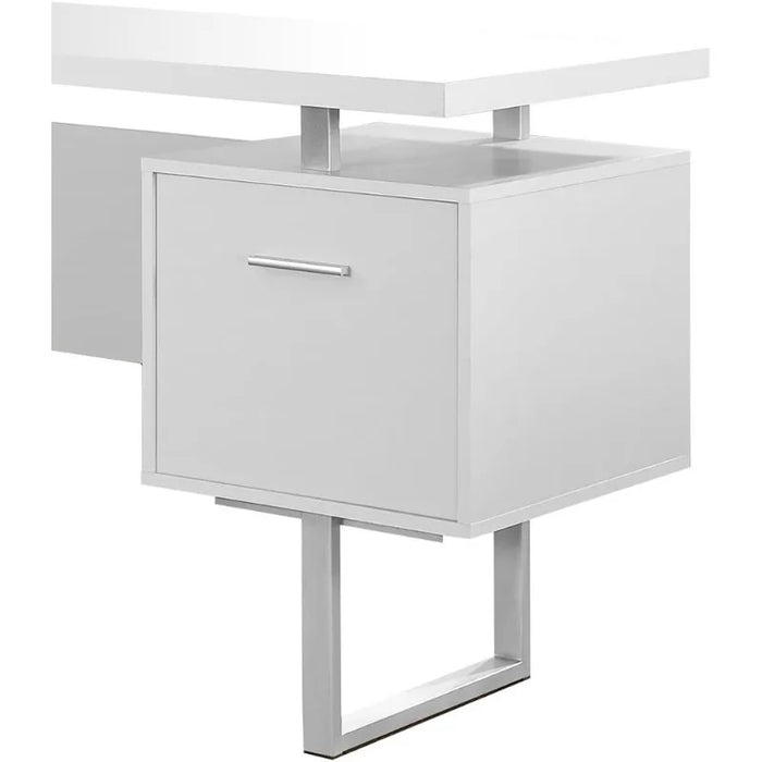 Monarch Specialties White Hollow-Core/Silver Metal Office Desk, 60-Inch