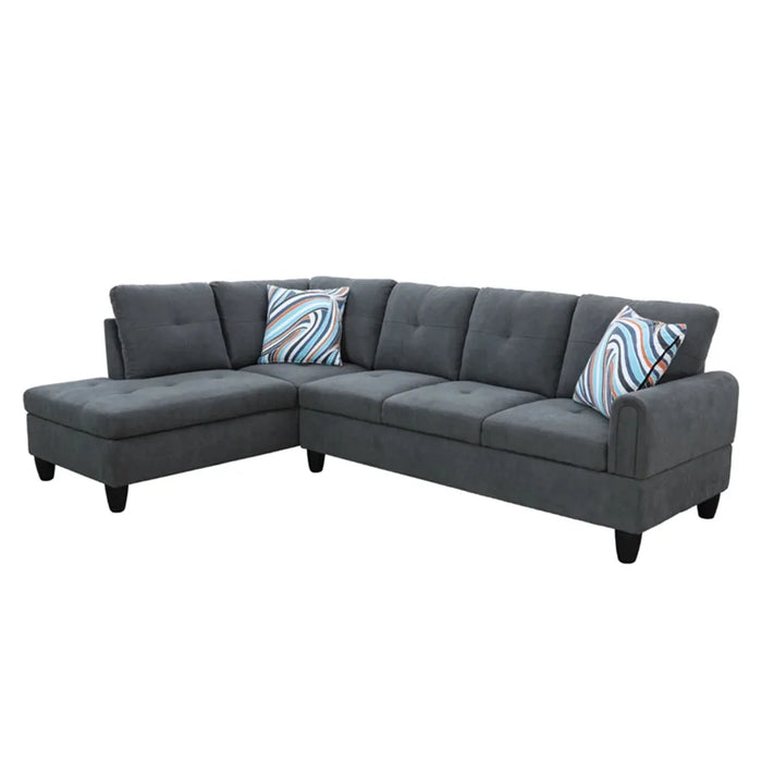 Sectional Sofa, Living Room Couch with Storage Ottoman, Left Facing Chaise, Flannel, Dark Gray