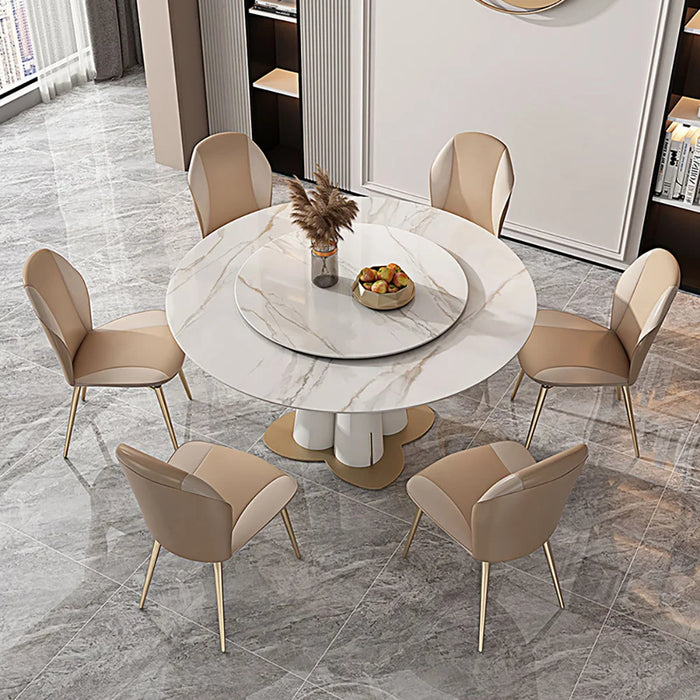 Luxury Slate Round Dining Table 1.5m Round Table with Turntable 10 People Table Modern Home Furniture
