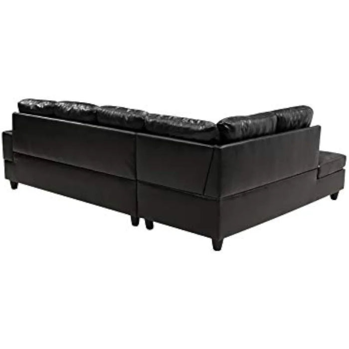 L Shaped Sofa Sectional 3 Piece Living Room Set,imitation leather sofa,With left recliner,Storage footstool and pillows