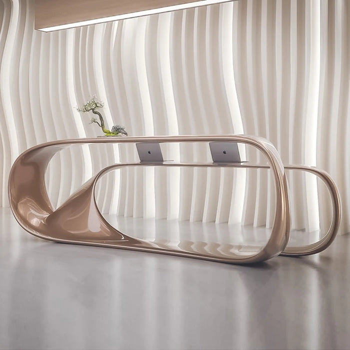 Front desk design, unconventional creativity, fashionable reception, fiberglass painted curved modern hotel