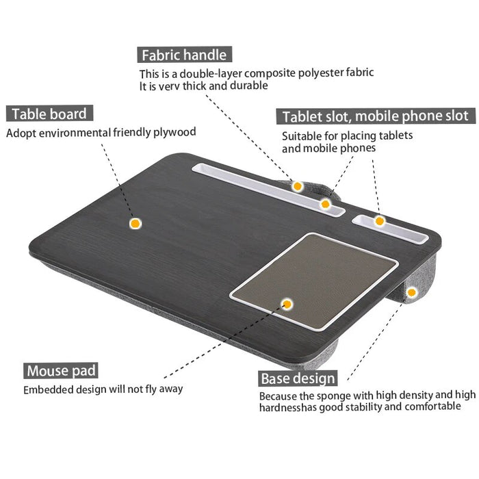MUMUCC Multifunctional Office Wooden Laptop Desk Storage Card Slot Stable Home Universal with Soft Pillow Laptop Stand
