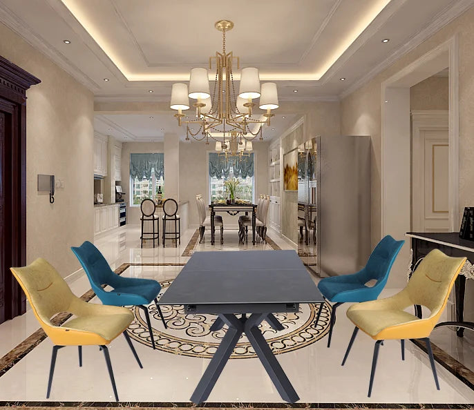 Luxury Leather Glass Dinner Dining Table And Chairs 6 Luxury Dinning Chairs Modern Marble Dining Room Furniture Table Set