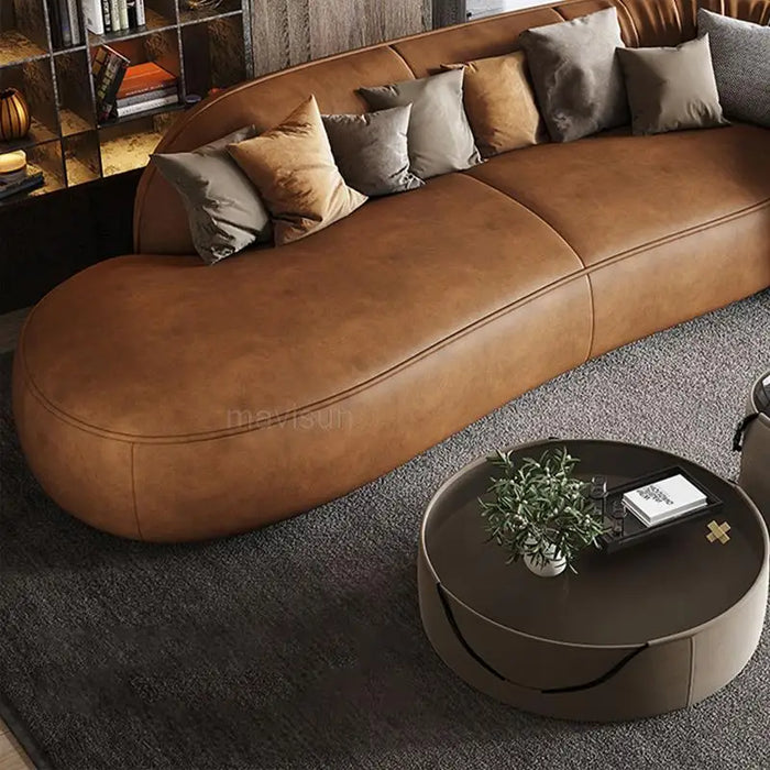 Top Crown Designer Profiled Sofa Light Luxury Living Room Milan High End Frosted Leather Trendy Personalized Sofa Home Furniture